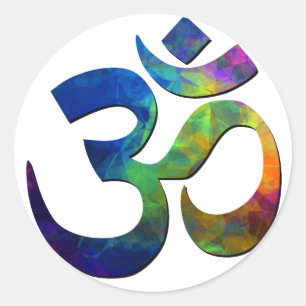 Sticker Rond Symboles colorés de yoga Om