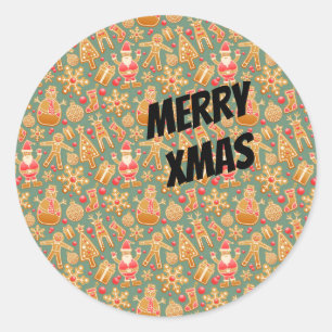 Sticker Rond Symboles de Noël heureux
