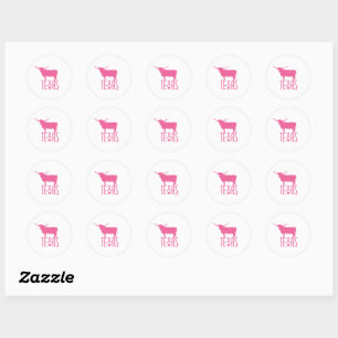 Sticker Rond Symboles du Texas, Longhorn, rose