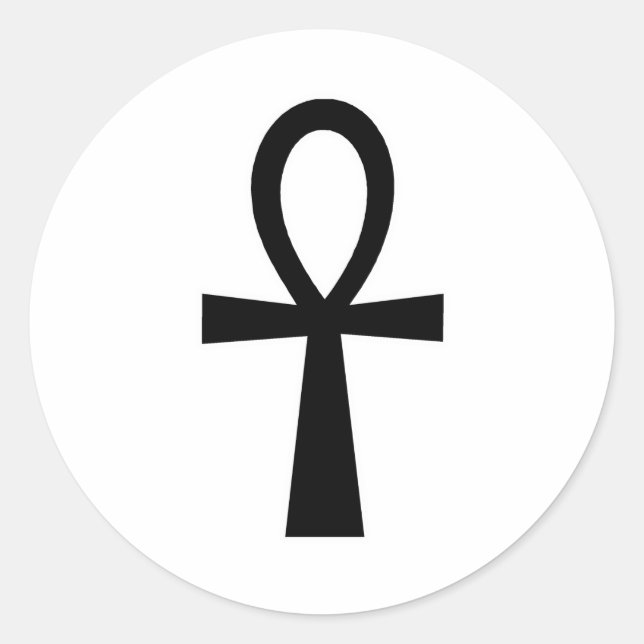 Sticker Rond Symboles hiéroglyphes égyptiens Ankh clé de vie No (Devant)