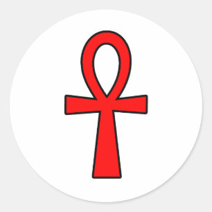 Sticker Rond Symboles hiéroglyphes égyptiens Ankh Rouge clé de 