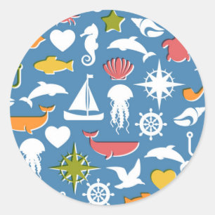 Sticker Rond Symboles maritimes Motif