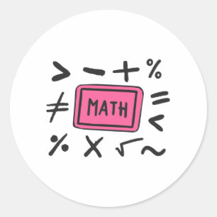 Sticker Rond Symboles mathématiques pour les élèves et les pare