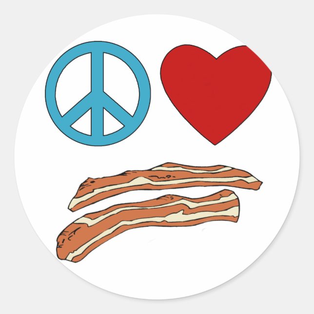 Sticker Rond Symbologie de Bacon d'amour de paix Tshirt, Mug (Devant)