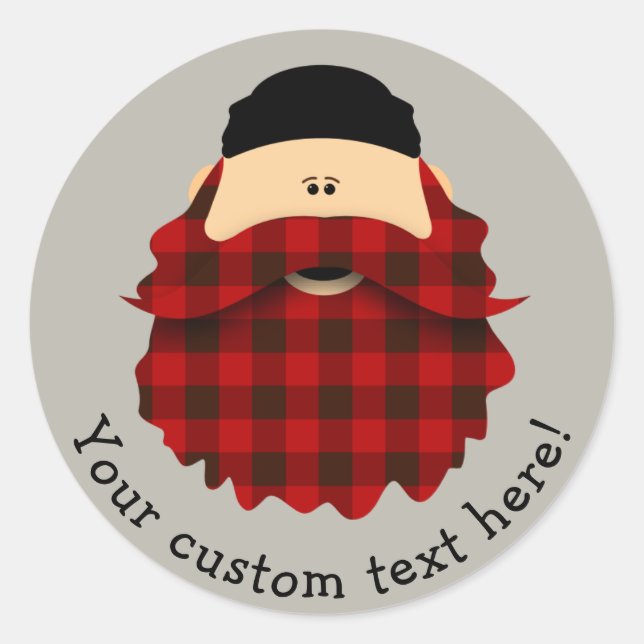 Sticker Rond Sympa Flannel Rouge Plaid Caractère Porté (Devant)