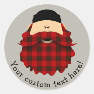 Sticker Rond Sympa Flannel Rouge Plaid Caractère Porté