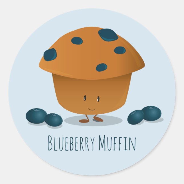 Sticker Rond Sympathique Blueberry Muffin personnage de dessin (Devant)