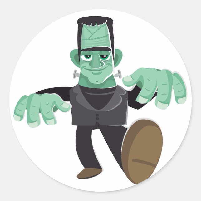 Sticker Rond Sympathique sourire Frankenstein's Monster Walking (Devant)