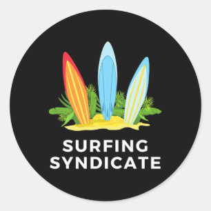 Sticker Rond Syndicat de Surf Planche de Surf Été Surfeurs Surf