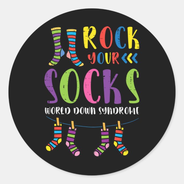 Sticker Rond Syndrome de Down Rock Your Socks Sensibilisation H (Devant)
