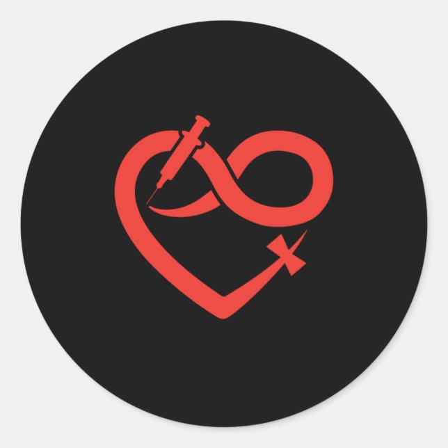 Sticker Rond Syringue de phlébotomie du coeur Phlebotomiste Cad (Devant)