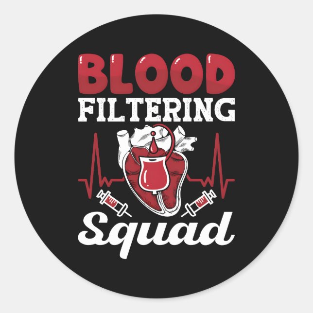 Sticker Rond Système de filtrage du sang Escadron de néphrologi (Devant)