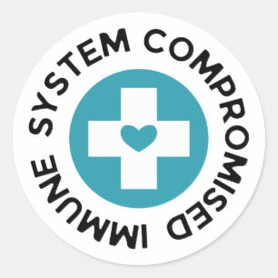 Sticker Rond Système immunitaire Compromis Cross Blue Heart
