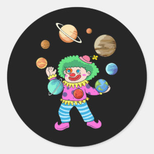 Sticker Rond Système Solaire Planète Clown Jubling Circus pour 