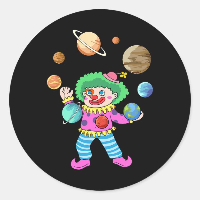 Sticker Rond Système Solaire Planète Clown Jubling Circus pour  (Devant)