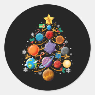 Sticker Rond Système solaire Planètes Arbre de Noël Astronomie 