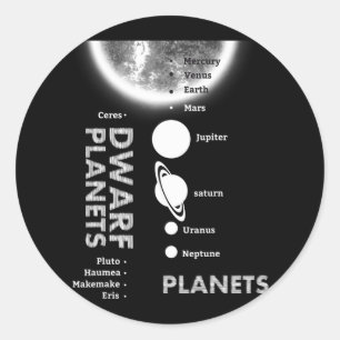 Sticker Rond Système solaire - Planètes naines Cadeau T Chemise