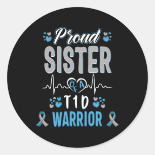 Sticker Rond T1D fière soeur Sensibilisation au diabète Type 1