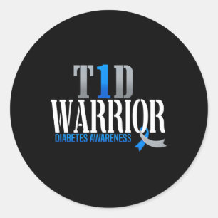 Sticker Rond T1D Guerrier Sensibilisation au diabète Type 1 Gue