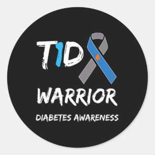 Sticker Rond T1d Guerrier Type 1 Sensibilisation au diabète Rub