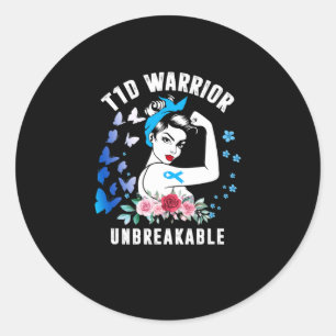 Sticker Rond T1D Guerrière Femme Type 1 Sensibilisation au diab