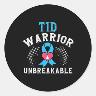 Sticker Rond T1d Warrier Unbreakable Diabetes Awareness Mois B