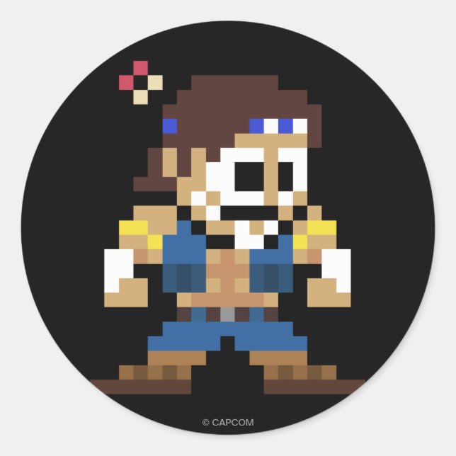 Sticker Rond T. Hawk à 8 bits (Devant)