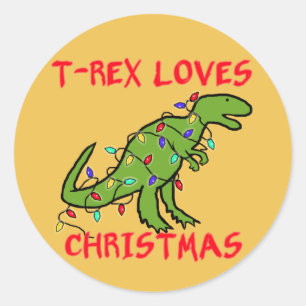 Sticker Rond T-Rex aime Noël