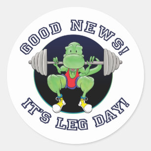 Sticker Rond T-Rex Bonne nouvelle, c'est le Jour des Jambes !