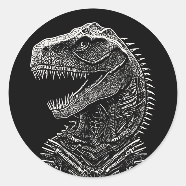 Sticker Rond T-Rex Dinosaure gothique (Devant)