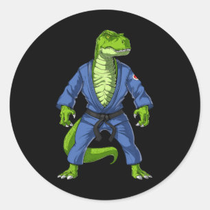 Sticker Rond T-rex Dinosaure Jiu-jitsu Judo Ninja Arts Martiaux