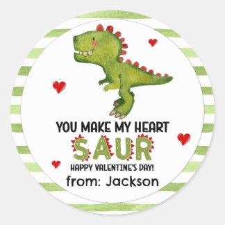 Sticker Rond T-Rex Dinosaure Tu Fais Saurir Mon Cœur Saint-Vale