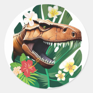 Sticker Rond T-Rex floral