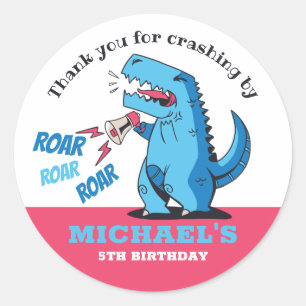 Sticker Rond T-Rex Roar Dinosaur Parti Anniversaire de enfant