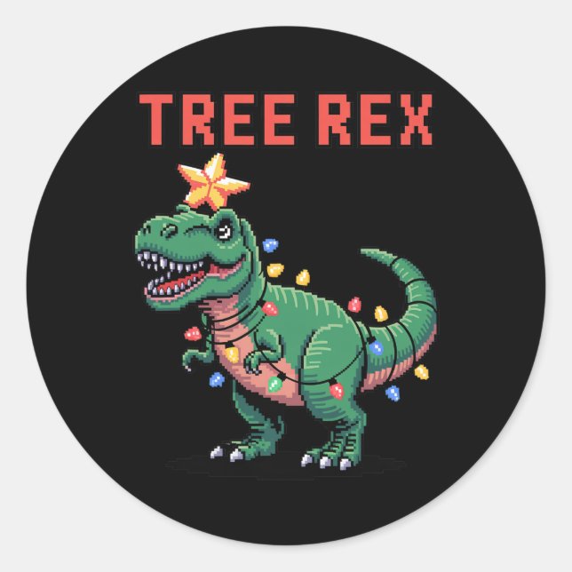 Sticker Rond T-Rex sale pull Christmas T-shirt dinosaure moche  (Devant)