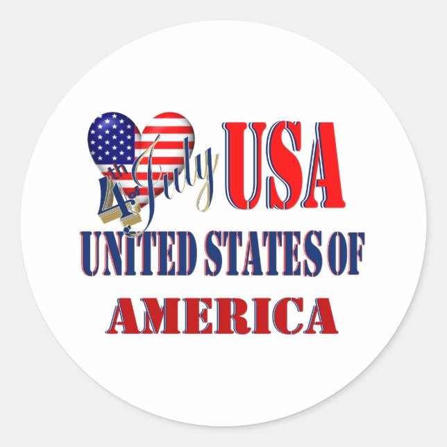 Sticker Rond T-shirt 4 juillet USA (Devant)