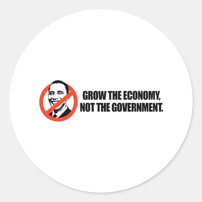 Sticker Rond T-shirt anti-Obama - Accroître l'économie (Devant)