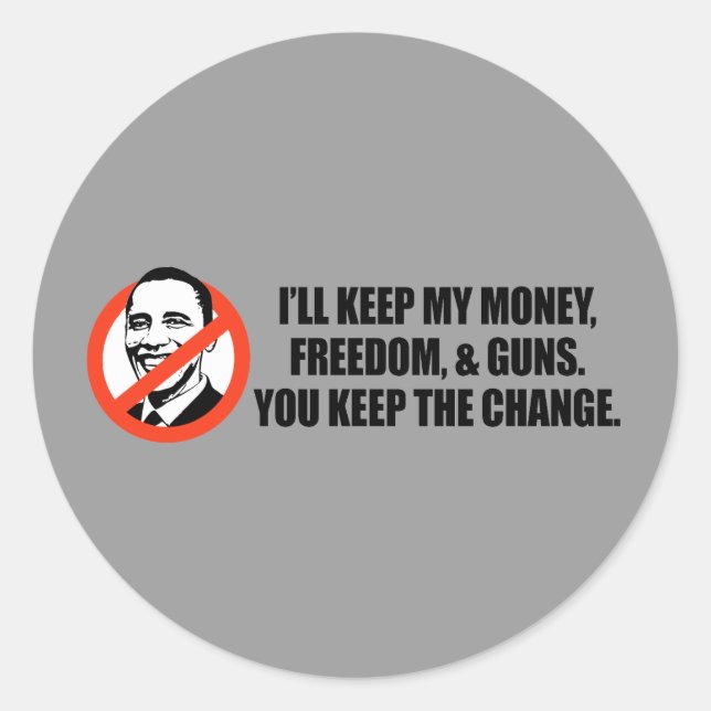 Sticker Rond T-shirt anti-Obama - Vous gardez le changement (Devant)