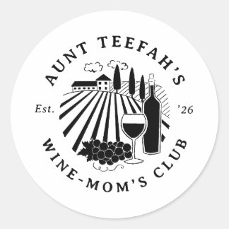 Sticker Rond T-shirt Auntie's Wine Club pour mamans - Noir