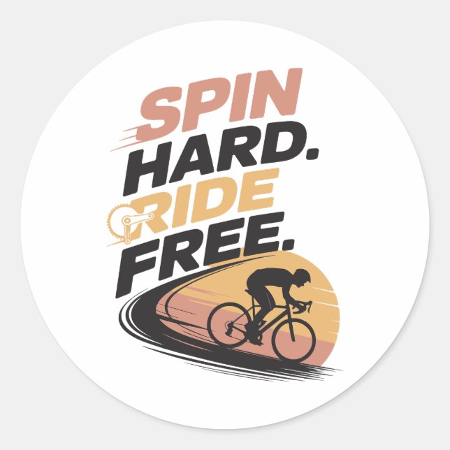 Sticker Rond T-shirt Bicycling gratuit à vélo (Devant)