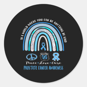 Sticker Rond T-shirt bleu signe de la prostate cancer paix amou