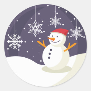 Sticker Rond T-Shirt, bonhomme de neige