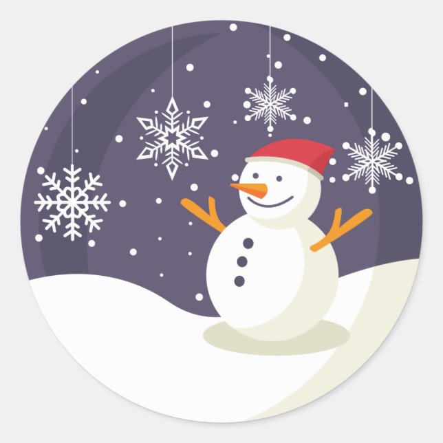 Sticker Rond T-Shirt, bonhomme de neige (Devant)