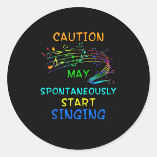 Sticker Rond T Shirt Cadeau Amateur de Musique Chantant - Atten