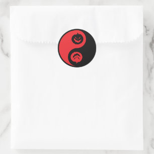 Sticker Rond T-shirt Citrouille Yin Yang Jack-o-lantern