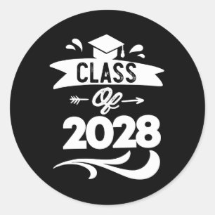Sticker Rond T-shirt Classe de 2028 Diplômé 2028