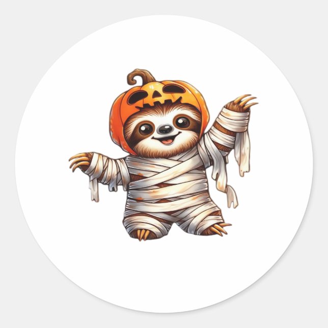 Sticker Rond T-shirt classique de Sloth Mummy Halloween (Devant)