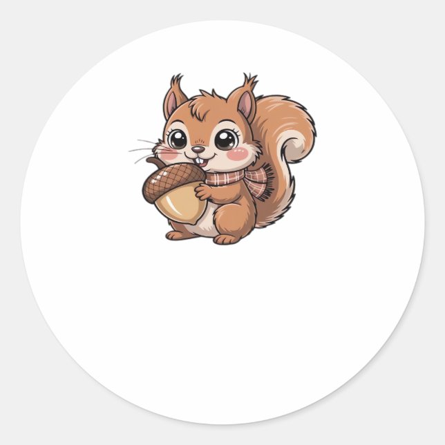 Sticker Rond T-shirt classique écureuil d'automne (Devant)