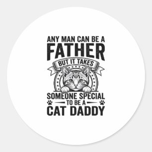 Sticker Rond T-Shirt D avec citation de père papa chat gravure 