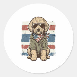 Sticker Rond T-shirt de conception de gravure vintage de chien 